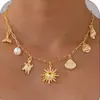 2024 Amazon Transfronterizo Nueva Moda Concha Sol Estrella de Mar Verano Playa Collar Simple Nicho Para Mujer