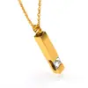 Venta Caliente de Moda y Sencillo Acero Inoxidable Pulido Abrible Columna Cuadrada Diamante Botella de Perfume Colgante Cenizas Collar Conmemorativo