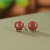 Yilu prata S925 prata esterlina banhado a ouro sul vermelho retro simples luz luxo brincos redondos elegantes nicho design brincos