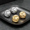 Pendientes de Acero Inoxidable 3D Medios Redondos Retorcidos de Moda Sexy para Mujer Pendiente Retro Simple Chapado en Oro de 18K