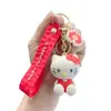 Fuyuan Llavero Personalizado Linda Chica Gato Kt Sentada Muñeca de Dibujos Animados Colgante para Coche Mochila