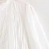 Camisa Feminina Casual Francesa Elegante Solta com Pregas e Renda, Estilo Europeu e Americano, Nova Moda 2026