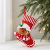 Calcetines decorativos de tela navideña, tamaño pequeño, con forma de hombre de jengibre, bolsa de regalo de dulces, colgante creativo para árbol de Navidad, venta al por mayor