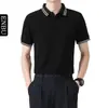 Camisa Polo de Manga Corta de Verano Enbu para Hombre, Estilo Nuevo, Color Sólido, Versátil, Moda Juvenil, Camisa de Moda Ajustada