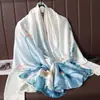 Lenço de seda brilhante elegante da moda feminino fino macio lenço de seda artificial tamanho grande xale de proteção solar TikTok entrega ao vivo