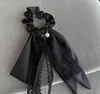 Faixa de Cabeça Elegante de Alta Qualidade com Laço de Renda e Pérolas, Prendedor de Cabelo para Rabo de Cavalo, Faixa de Tecido para Cabeça, Faixa de Cabeça para Mulheres