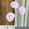 Flor de Rosa Lunar de Tres Cabezas Rama Única Rosa Arcoíris Mar de Flores Rincón de Check-in de Celebridades de Internet Decoración de Paisajismo de Área Escénica Venta al por Mayor