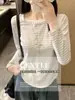 K2711 Camiseta listrada de manga longa estilo coreano, solta e casual, retrô, gola redonda, falsa peça dupla, top base de algodão para outono