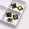 Zircônio Quadrado Verde Oliva Pedra Solta Corte Princesa Brincos de Anel Verdes com Pedras Joias Diamante Quadrado DIY