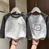 Camiseta de Manga Larga con Retazos para Niña, Capa Base DeRong Ropa de Otoño 2026 Nuevo Top Térmico Interior para Niños Otoño/Invierno
