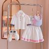 Traje de Falda de Verano para Niñas Casual Nueva Moda Infantil Ropa Deportiva Camiseta POLO de Manga Corta de Verano para Bebé