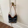 Bolso de Hombro de Punto Rayado de Verano 2026 para Mujer, Bolso Cruzado Versátil Casual de Gran Capacidad para el Hombro