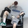 Traje deportivo casual americano Waffle para hombre, de verano, de talla grande, elegante, moderno, pantalones cortos, conjunto de manga corta, ropa de verano fina