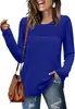 Em Estoque 2025 Roupas Femininas Transfronteiriças Europeias e Americanas Amazon Outono e Inverno Nova Camiseta Casual Listrada de Manga Longa com Gola Redonda e Pregas