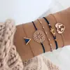 Pulseras de personalidad europeas y americanas transfronterizas joyería deseo nuevo triángulo turquesa negro corazón de amor mapa pulsera cinco piezas