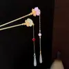 2026 Nuevo Estilo Xiu Jade Pinza para el Cabello con Patrón de Nube para Mujer con Borlas Largas, Accesorio para el Cabello Estilo Antiguo Hanfu, Pinza de Jade para Recogido Estilo Dinastía Song y Ming