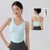 Top Esportivo de Pilates para Mulheres com Bojos Fixos, Lindo Design nas Costas, Roupa Fitness, Não Precisa de Sutiã, Top de Yoga Slim Fit