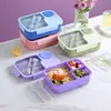 Fiambrera Sellada con Compartimento para Estudiantes Transfronterizos, 3 Compartimentos, para Estudio, para Trabajadores de Oficina, con Vajilla y Set de Vaso para Agua