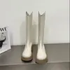 Botas Marrones de Suela Gruesa hasta Media Pantorrilla para Mujeres Pequeñas, Nuevas Botas Largas de Caña Alta Elegantes Otoño e Invierno 2025, Botas de Montar a la Moda
