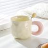 Taza fufu de leche con tapa cuchara taza de café de cerámica de alto valor para niña linda pareja oficina taza de desayuno