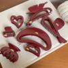 Otoño e Invierno Rojo Estilo Coreano Pinza de Agarre Atmósfera Pinza de Tiburón Clip para Cabello Parte Posterior de la Cabeza para Mujer Horquilla Retro Tocado