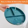 Plato Dividido de Paja de Trigo para Uso Doméstico, Plato de Tres Compartimentos para Pérdida de Peso, Plato Dividido Redondo, Juego de Platos para Desayuno Infantil