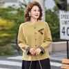 Novo Casaco de Lã de Primavera da Mamãe para Mulheres, Estilo Curto, Roupa da Moda para Mulheres de Meia-Idade, Primavera e Outono, Jaqueta Nova Estilosa Estilo Chinês para Pessoas de 50 Anos