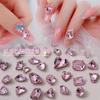 Accesorios populares para uñas Diamante K9 puntiagudo polvo flor de cerezo rosa súper brillante corazón torcido huevo de paloma rectangular diamante para pegar en uñas al por mayor