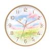 Reloj de pared silencioso con acuarela y viento para sala de estar, dorado, redondo, barrido, segundo paisaje, creativo, para dormitorio, reloj de pared, fábrica, generación por lotes