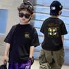 Camiseta de Algodón para Niños Verano Niños Camiseta Manga Corta Estilo Nuevo Mediano-Grande Niños Estilo Occidental Media Manga Ins Calle Frita Marca de Moda Prenda Base