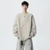Moletom Bordado Tie-Dye Americano Masculino Outono 2026 Novo Solto Casual Gola Redonda Manga Longa Camiseta Design Moderno Top
