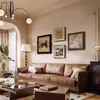 Pintura decorativa para sala de estar estilo antigo médio senso de alto nível minimalista pintura de parede de fundo de sofá mural de combinação quádrupla abstrata retrô