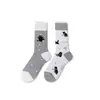 Calcetines de Moda Originales Asimétricos Estilo AB para Mujer Calcetines de Algodón de Verano Zhejiang Arte de Dibujos Animados Personalizado Calcetines de Algodón de Tubo Medio para Hombres y Mujeres