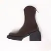 Botines Chelsea de tacón alto para mujer, nuevas botas de moda 2026 para mujer, tacón grueso, caña corta, suela gruesa, botas adelgazantes con corte en V