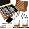 Juego de Vaso de Whisky Transfronterizo con Piedra de Hielo, Juego de Vaso para Licores, Caja de Almacenamiento con Piedra de Hielo, Caja de Almacenamiento de Madera, Juego de Copa de Vino, Caja de Madera