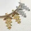 Pendientes de Metal Hueco Cuadrados Retro Estilo Coreano con Circonita Diseño de Nicho Moda Versátiles Pendientes de Alto Nivel