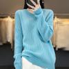 Suéter de lana pura para mujer, cuello en V, holgado, de punto, ajustado, con base de carne, ropa de mujer.