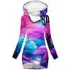 Suéter saia de moda popular da Amazon com estampa de paisagem digital 3D, suéter com capuz, blusa de frio feminina, atacado