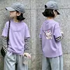 Nueva Camiseta de Manga Larga Rayada para Niñas Primavera y Otoño 2026 Ropa Interior Básica para Niños Top para Niñas Talla Mediana y Grande Top Estampado para Niños