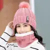 Chapéu de Inverno Feminino Estilo Coreano Mais Veludo Engrossado Lã Quente Cachecol Mãe Senhoras Outono e Inverno Chapéu de Tricô Atacado