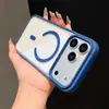 Adecuado para Funda de Teléfono iPhone 17, Magnética Macaron 15Promax Anticaída Dura Transparente Simple Funda Protectora Apple
