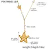 Rueda de la Fortuna Elegante Elegante Acero Inoxidable Chapado en Oro de 18K Estrella de Mar Perla de Imitación Colgante Collar Asimétrico Joyería para Mujer