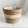 Funda tejida para maceta estilo nórdico, cesta de flores tejida a mano, cesta de almacenamiento decorativa para plantas verdes de sala de estar y balcón