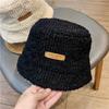 Temperamento ~ sombrero de pescador de felpa de cuero para mujer otoño e invierno ala corta que cubre la cara sombrero de cubo estilo japonés Net Red sombrero de cuenca cálido