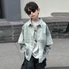 Traje Tie-Dye para Niños 2025 Primavera Nuevo Estilo Coreano para Niños Camisa de Manga Larga para Niños Camiseta Conjunto de Dos Piezas