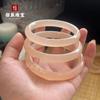 Pulseira de Lótus Rosa de Jade Afegão Natural Pulseira Redonda de Beleza Cor de Casca de Toranja Pulseira de Pedra de Gelo de Jade Atacado de Fábrica