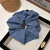 Nuevo scrunchie de estilo coreano ins con estampado de lunares y cuadros de mezclilla, accesorio para el cabello moderno y sofisticado, de nicho y versátil