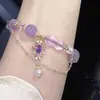 Novo Bracelete de Ametista Estilo Chinês com Cores Contrastantes, Luxo Leve, Nicho e Exquisito Bracelete de Fada, Presente para Melhor Amiga, Bracelete Flor de Glicínia