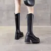 Botas largas de moda para mujer, talla petite, no por encima de la rodilla, nueva colección otoño/invierno 2026, forradas de polar, caña alta, botas de montar, suela gruesa, botas de tacón alto robusto