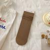 Calcetines de canalé liso de color café con leche para otoño e invierno, calcetines de una pieza hechos a mano sin costuras de longitud media